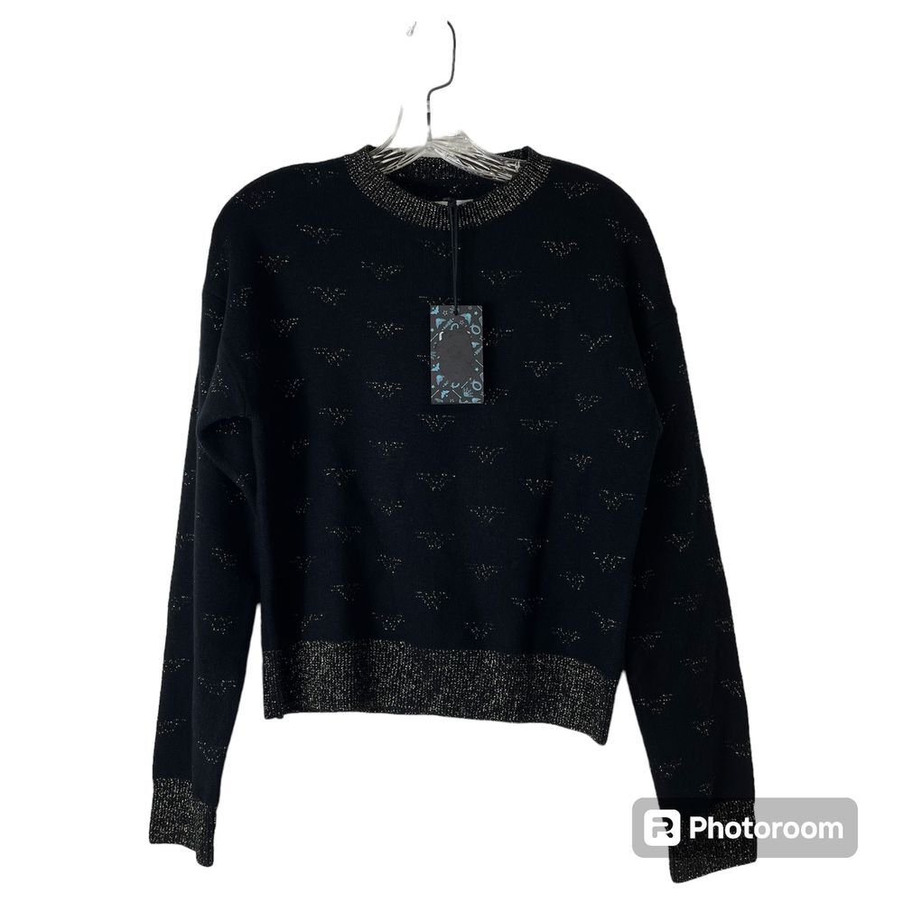 RE/DONE WW84 Black‎ Sweater Sz XS NWT Wool WonderWoman Metallic Gold Designs